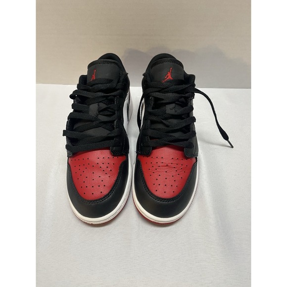 Nike Air Jordan 1 Low Bred Toe Red White Black Athletic Shoes 4.5 Youth - Picture 2 of 5